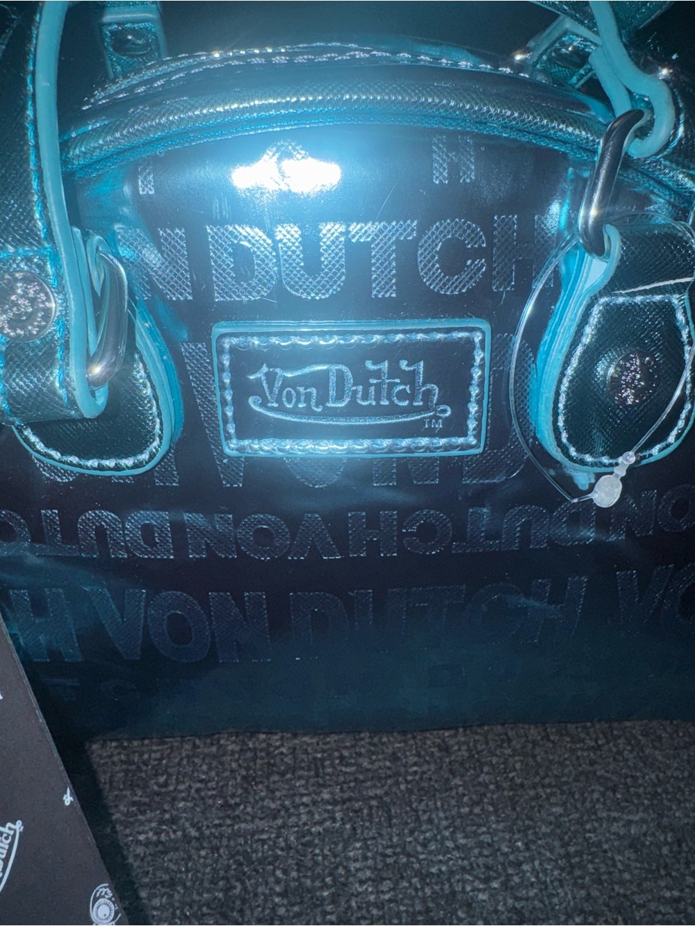 Von Dutch Metallic Teal Satchel - Picture 4 of 7